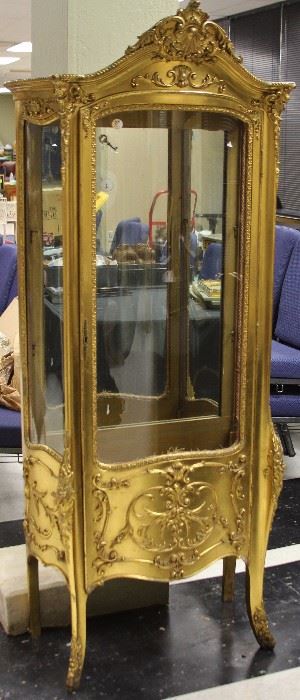 Lot #6015 - FRENCH CURVED GLASS GILT PAINTED VITRINE, 1890S