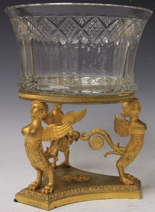 Lot #6032 - FRENCH CRYSTAL BOWL WITH BRONZE BASE