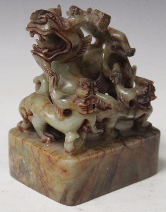Lot #6088 - CHINESE CARVED HARDSTONE SEAL