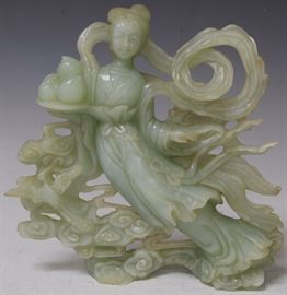 Lot #6222 - CHINESE CARVED JADE SCULPTURE