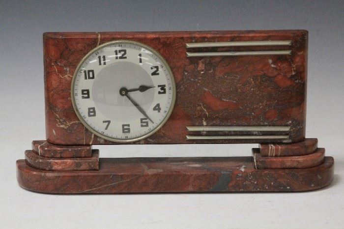 Lot #6092 - FRENCH ART DECO MARBLE MANTLE CLOCK
