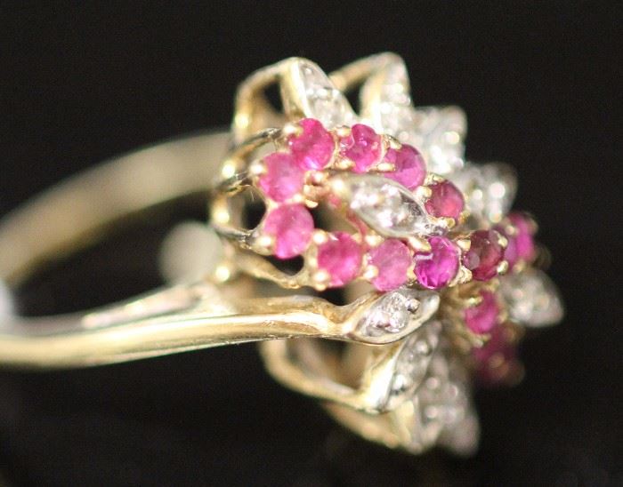 Lot #6165 - 14KT RUBY AND DIAMOND RING