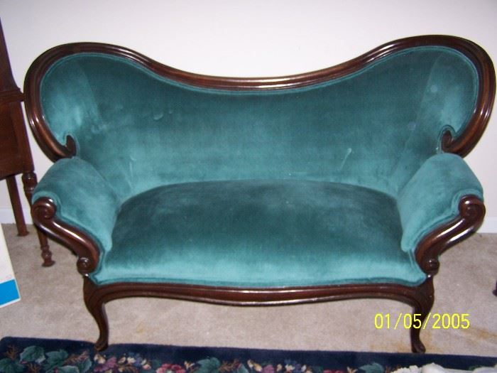 vintage Beautiful Teal Blue Sofa