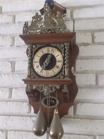 Antique brass and wood cuckcoo clock