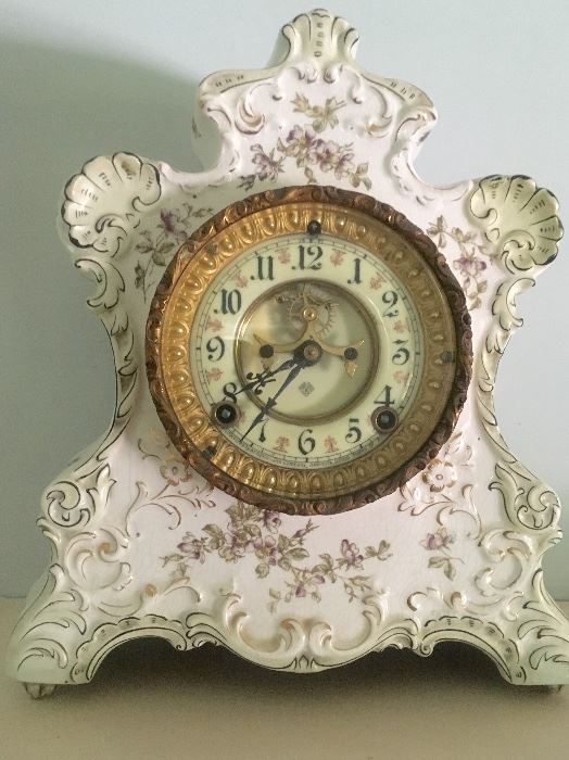 Antique Ansonia porcelain clock
