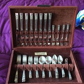 Coronation Art Deco Silverplate flatware and case 55 pieces