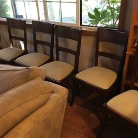 6 dark wood dining room chairs; look for Picture of matching table 