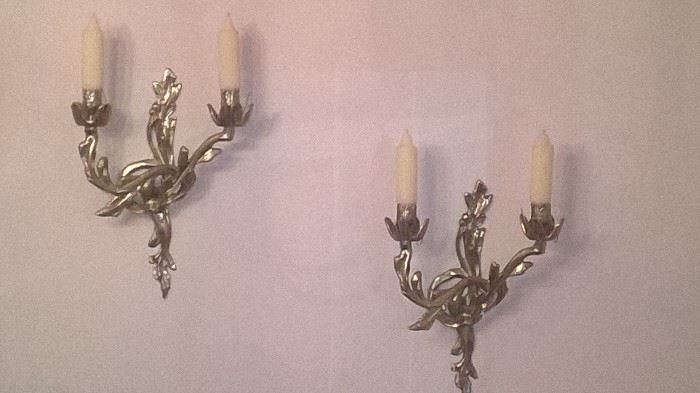 Brass candle wall sconces 