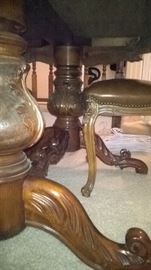 French Provincial Dining Room Chairs (4) accompany a Stunning French Provincial Inlay Dining Room Table with carved Legs & Base A MUST SEE TO BELIEVE  