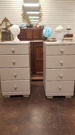 Pair Solid Wood Tall Nightstands
