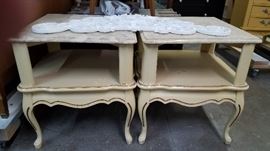 Pair marble end tables