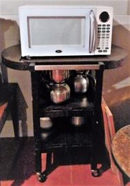 Microwave & Rolling Cart