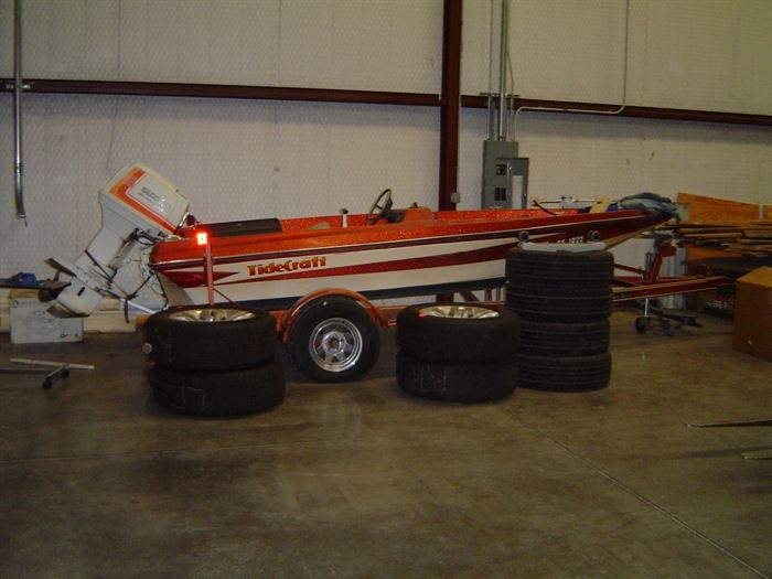 Bass boat trailer and motor
