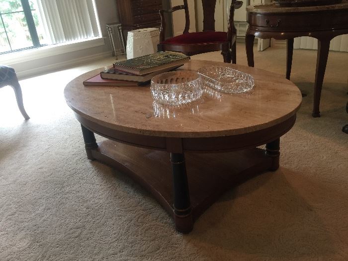 Marble top oval coffee table