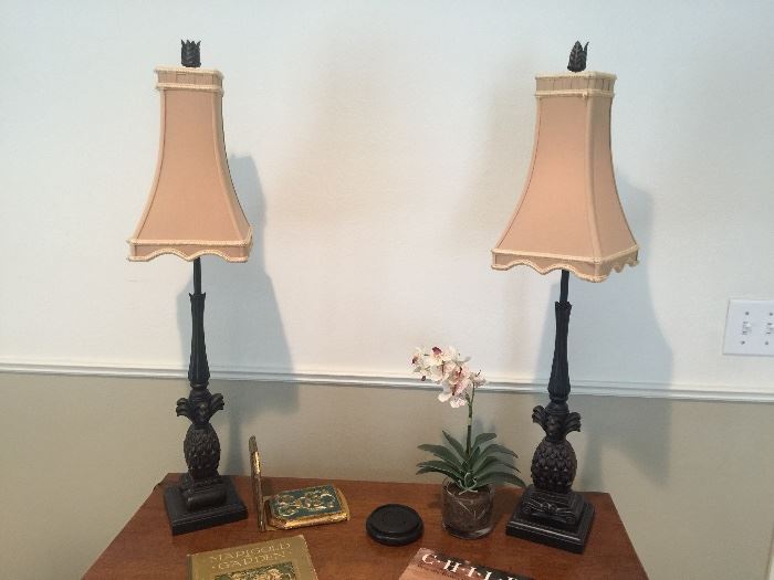 Pair of Pineapple candlestick lamps