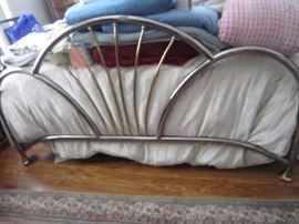 King Bed-tubular metal frame and Stearns and Foster mattress and boxsprings