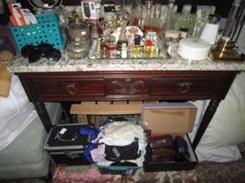 Vintage console table with granite top