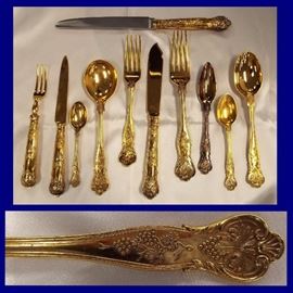 Gerard and Co. Gilt over Sterling Flatware, Grapevine Pattern