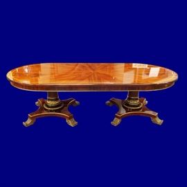 Regency-style Dining Table w/ 12 Chairs, marked CG