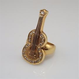 Gold Guitar Ring with Diamonds (purportedly once belonging to George Jones)