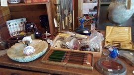 Vintage knives -- some with Bakelite handles.
