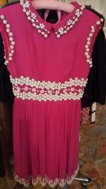 Vintage pink dress -- needs a new zipper -- most of the beading is intact.