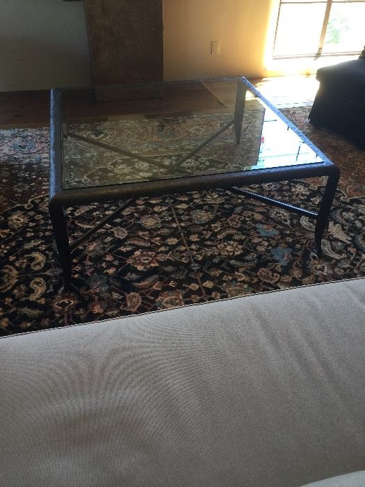Gorgeous custom high end coffee table on a 40,000. Persian rug from Azadi we have all original paperwork & we will consider all reasonable offers!