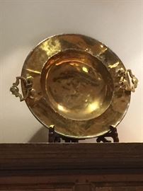 Large brass charger on stand beautiful