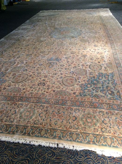 Yellow/blue rug 24.8L x 11.6 W  Beautiful condition