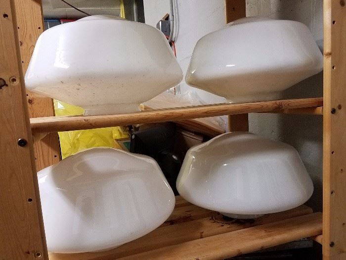 Large schoolhouse ceiling light shades - about 15" across