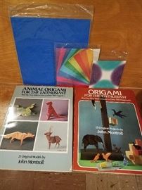 Two origami books, paper packages partly used