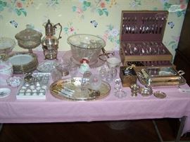 PLATED FLATWARE SET, "CANDLEWICK" PUNCH SET & OTHER SMALLS