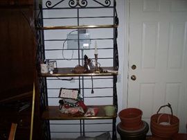 BRASS & WOODEN BAKER'S RACK