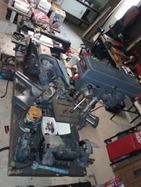 Craftsman drill press, grinder, sander, miter saw, scroll saw