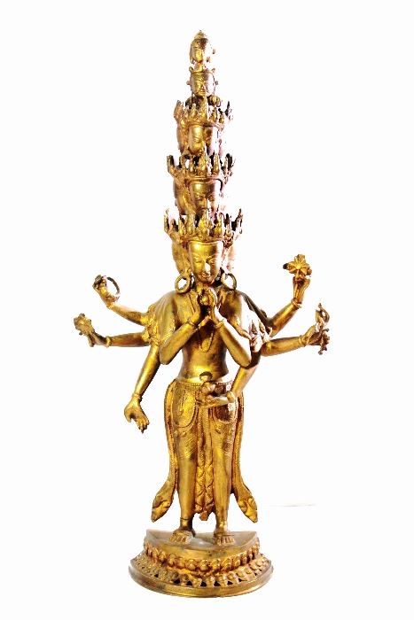 Vintage Hindu God Metal Sculpture