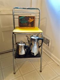 Cosco Stepstool, Hamilton Beach Mixette, Tea Pots 