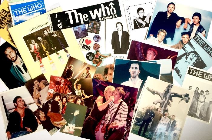 The Who memorabilia, including concert program, 8x10s, buttons, fanzines, promo photos, snapshots