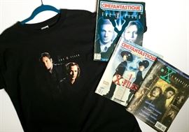 X-Files t-shirt and magazines