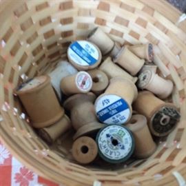 Some of hundreds of wooden spools