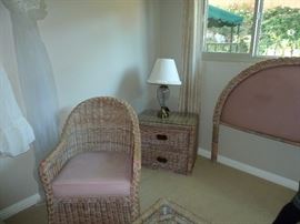Here is a better picture of the headboard, night stand and chair all wicker
