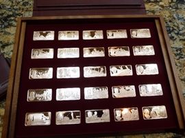 This is not a complete set but very nice in the case.Called "The 100 great americans". All Bronze sure wish they were GOLD!!