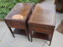 Antique Leather topped end tables