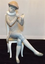 Lladro Boy In Chair With Flute