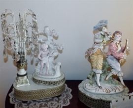 COLLECTION OF TIMELESS GERMAN BISQUE LAMPS & FIGURINES-LOT OF 6