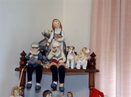MEDLEY OF FIGURINES MADE IN/BY ENGLAND, GERMANY, LENOX & CHINA-SHELF INCLUDED (45 ITEMS IN TOTAL)