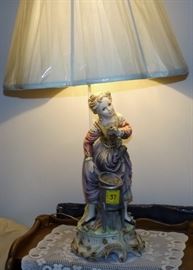 Beautiful Pair Of Bisque Table Lamps