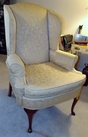 Queen Ann Victorian Style Captain Chair Silk 