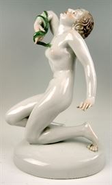 Signed Herend (Hungary) Nude Porcelain Figure
