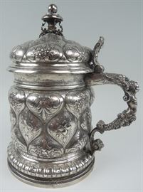 Large Antique Silver Tankard (Germany)