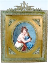 Fine Quality Miniature Painting in Bronze Frame C.1880